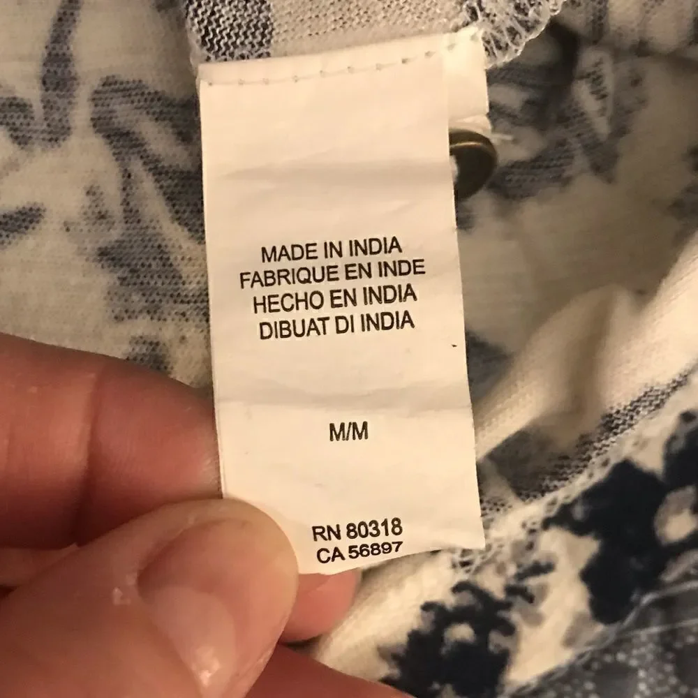 Lucky brand size medium white and blue tie neck